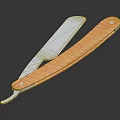 Straight Razor Weapon With Wooden Handle Shiny Metal Blade And Sleek Design