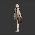 Character Outfit With Red Top Hat Bear Ears Scarf Tattered White Cloak And Orange Shoes