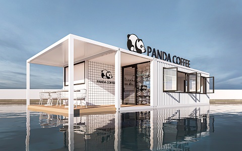 Modern Container Building Cafe Building Container Cafe 3d model