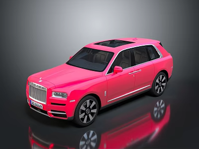 Pink Rolls Royce SUV With Black Roof And Luxury Alloy Wheels Design 3d model