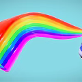 Rainbow Colored Stream Emitting From Blue Gas Cylinder On Light Blue Background