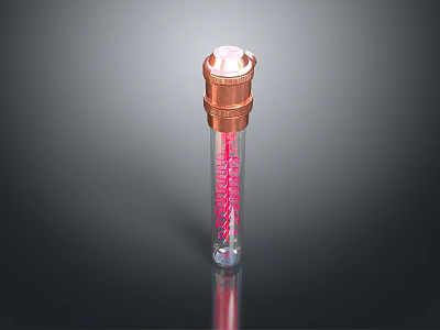 Transparent Glass Tube With Copper Top And Red Scale Markings 3d model