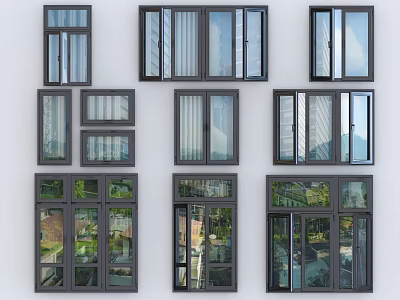 Modern Casement Windows With Sleek Frames And Various Design Styles For Home Buildings 3d model