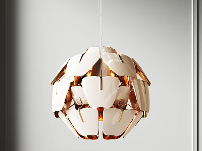 Modern Spherical Pendant Light With White And Copper Metal Panel Design For Interior Decoration 3d model