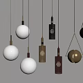 Assorted Hanging Pendant Lights Showcasing Different Designs Shapes And Colors 3d model