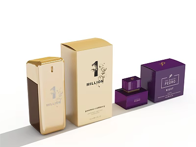 Luxury Perfume Cosmetics Gold Purple Packaging Fragrance Bottles 1 Million Fragrant Design 3d model