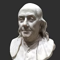 White Marble Human Bust Sculpture With Detailed Facial Features And Clothing Carving