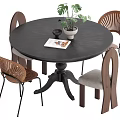 Middle style dining table and chair combination 3d model