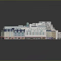 Multi Storey Building Architectural Model With Blue Grey Roofs Circular Skylight And Classical Modern Facade