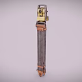 Two Surveying Instruments With Yellow Body Brown Straps And Metal Tripod Stands