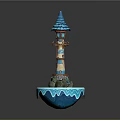 Tower Structure With Blue Spire Multi Level Platforms Small Windows Icy Base And Decorative Details