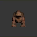Brown Skinned Monster Creature With Muscular Body Glowing Orange Abdomen And Tentacle Mouthparts