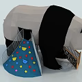 Panda Shaped Playground Equipment With Colorful Climbing Wall And Decorations
