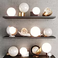 Stylish Modern Table Lamps With Various Designs Displayed On Black Shelves