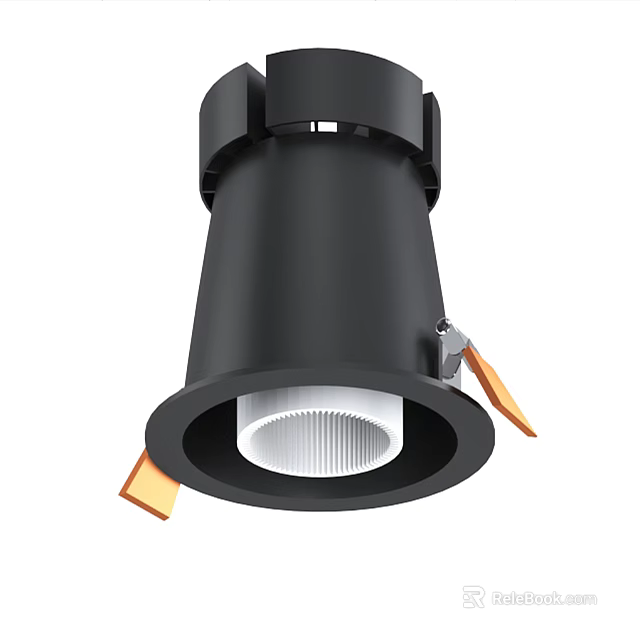 Black Recessed Downlight Spotlight With Metal Body And Easy Installation Design 3d model 
