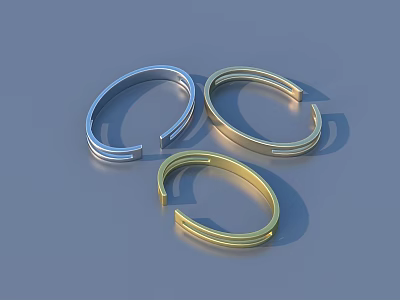 Stylish Silver And Gold Open Metal Bracelets For Daily Life Accessories 3d model