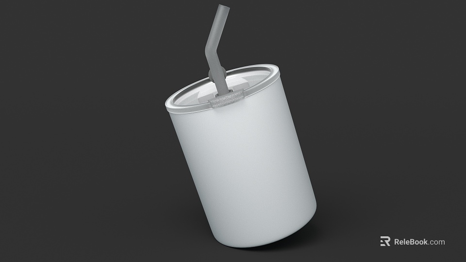 Modern White Cup With Lid And Straw Simple Design For Everyday Use 3d model 