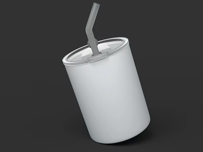Modern White Cup With Lid And Straw Simple Design For Everyday Use 3d model