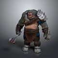Fierce Orc Game Movie Character With Leather Metal Armor And Battle Axe