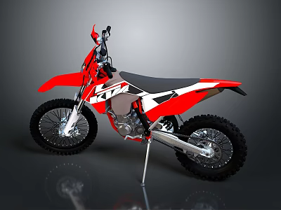 Red and White Dirt Motorcycle With Sporty Design Black Seat And Silver Exhaust 3d model