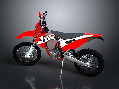 Red and White Dirt Motorcycle With Sporty Design Black Seat And Silver Exhaust 3d model