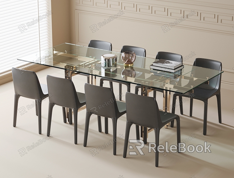 Modern Dining Table and Chair Combination Dining Chair Square Dining Table model