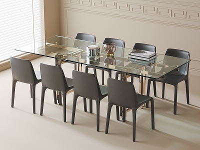 Modern Dining Table and Chair Combination Dining Chair Square Dining Table model