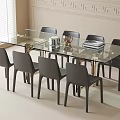 Modern Dining Table and Chair Combination Dining Chair Square Dining Table 3d model