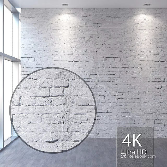 White Brick Wall Texture With 4K High Definition Background And Design 3d model 