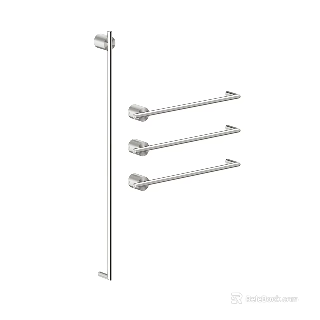 Stainless Steel Bathroom Cabinet Rack With Multiple Towel Bars Wall Mounted Design 3d model 