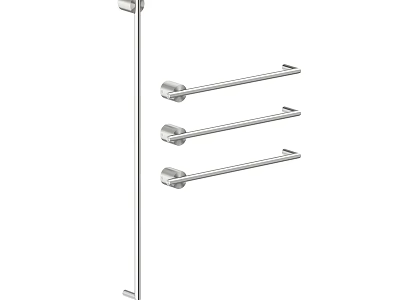 Stainless Steel Bathroom Cabinet Rack With Multiple Towel Bars Wall Mounted Design 3d model