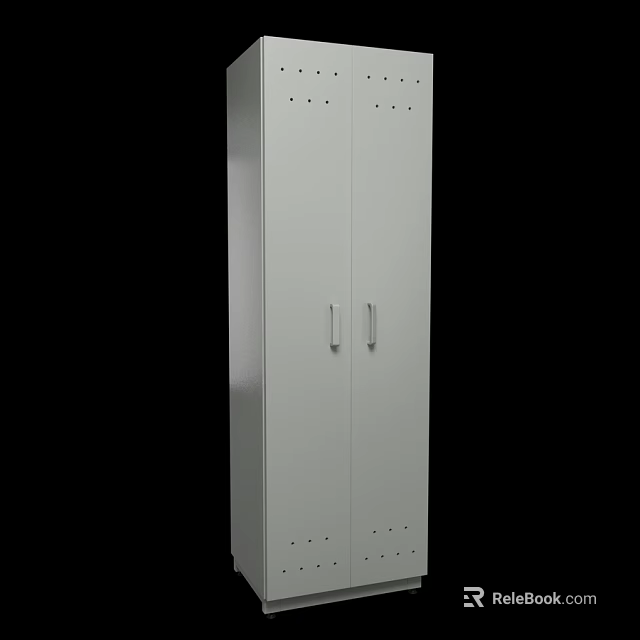 Modern Simple Metal Cabinet With Double Doors And Handles For Home Storage 3d model 