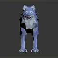 Blue Low Poly Wolf Character 3D Model With Geometric Design And Cartoon Features 3d model