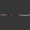 Axe And Shield Weapon With Silver Blade Wooden Handle Red Straps NC Symbol Silver Rim