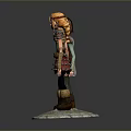 Two Detailed Cartoon Male Characters In Different Outfits Standing On Circular Bases