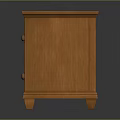 Orange Wooden Bedside Table With Two Drawers Wooden Panels Metal Knobs And Sturdy Legs