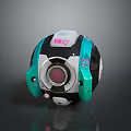 Futuristic Spherical Device With Turquoise White And Black Design Circular Lens And