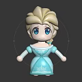 Cute Blonde Cartoon Princess With Blue Eyes And Snowflake Dress Figurine