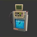 3D Model of Unique Device With Top Screen Control Panel Transparent Window Blue Content Handle