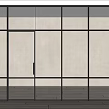 Modern Interior Glass Door With Vertical Stripes And Black Metal Frame