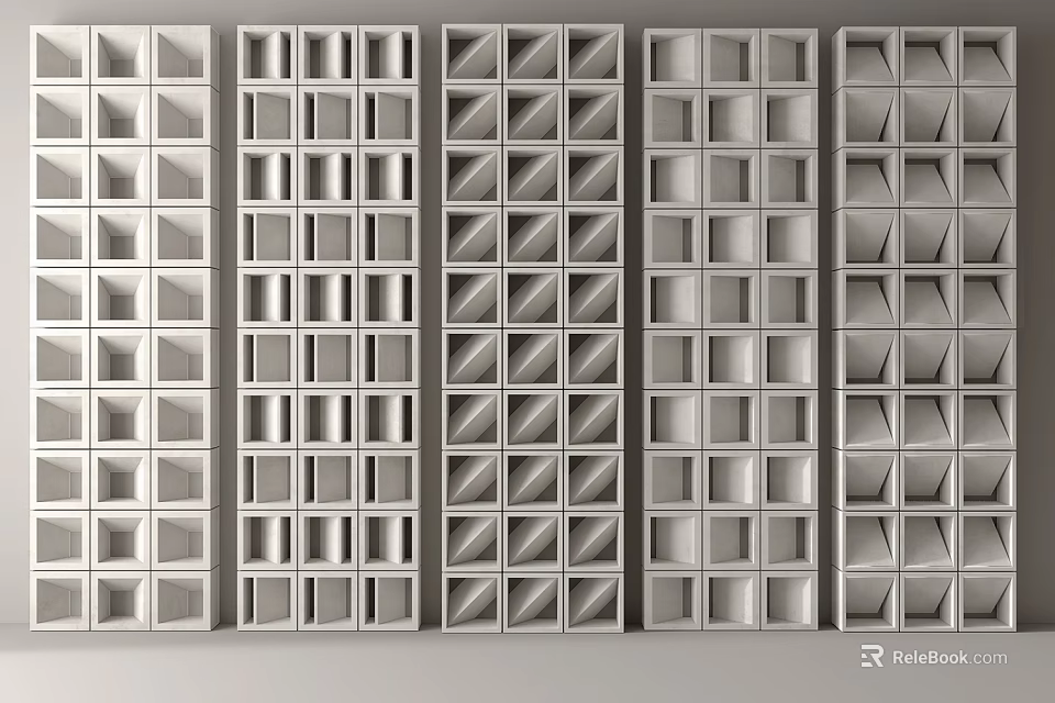 Modern Geometric Room Divider Panel Design With Various Grid Patterns For Interior Space 3d model