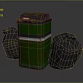 Green Household Trash Bin With Two Black Garbage Bags For Daily Use