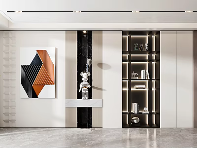 Modern Decorative Cabinet Design With Glass Doors And LED Lighting For Living Room Interior 3d model