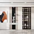 Modern Decorative Cabinet Design With Glass Doors And LED Lighting For Living Room Interior