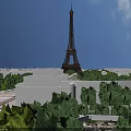 Scenic Eiffel Tower Landscape With Blue Sky Green Gardens And Neat Path