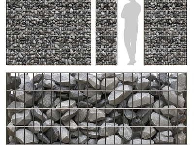 Modern Partition Gabion Stone Granite Lattice 3d model