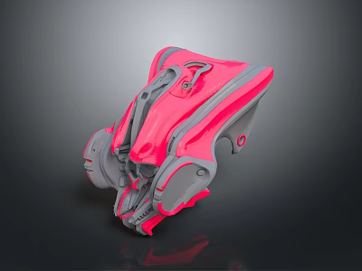 Futuristic Biomechanical Character With Pink And Gray Mechanical Armor Design Structure 3d model