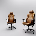 Brown Leather Leisure Chair With High Backrest Armrests Logo Design And Rolling Casters
