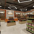 Modern Retail Supermarket Interior With Shelves And Assorted Products