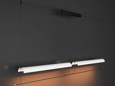 Modern Chandelier With Long Strip Design White Shades Black Frame And Warm Lighting 3d model